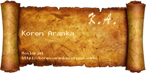 Koren Aranka névjegykártya